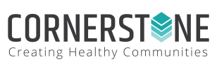 Cornerstone Logo With Tagline: Creating Healthy Communities
